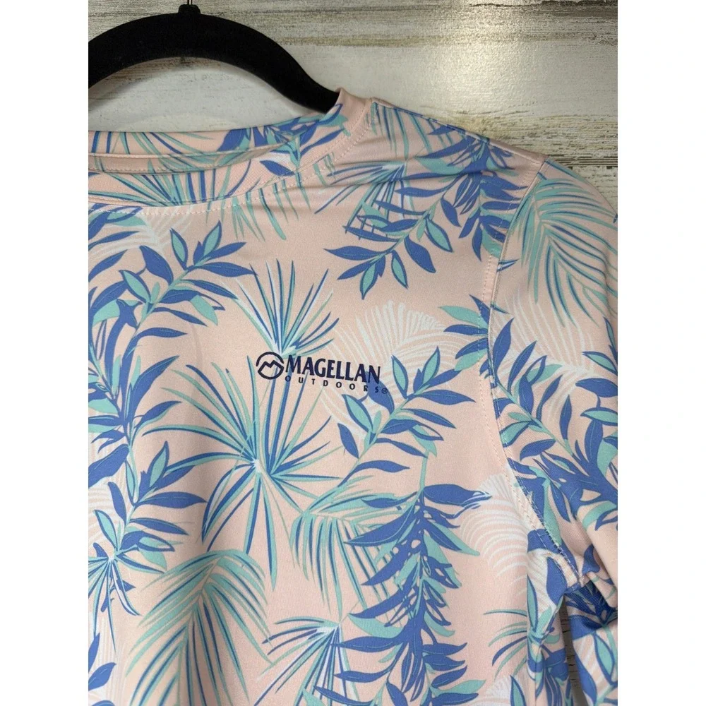 Magellan Rash Guard Girls Size M 8-10 Pink Blue Tropical Fish Gear EUC